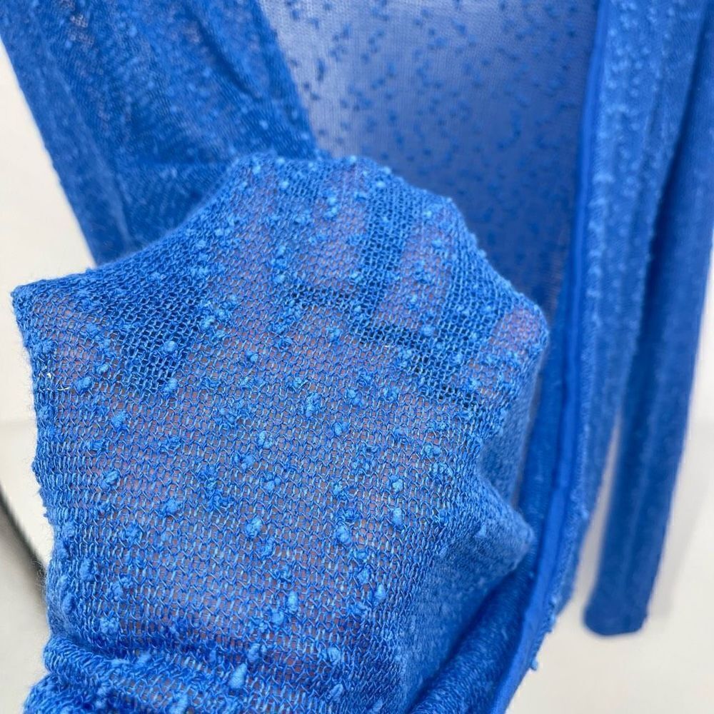 Paper Crane Womens Long Sleeeve Blouse Top Sheer Open Back Stretch Blue Small - Picture 7 of 9